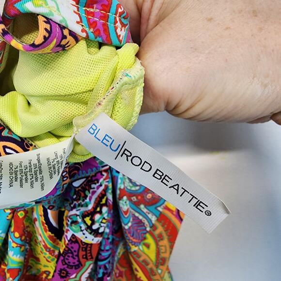 Bleu Rod Beattie Paisley One Piece Swimsuit Size 8 Halter Bohemian Psychedelic - Picture 12 of 14